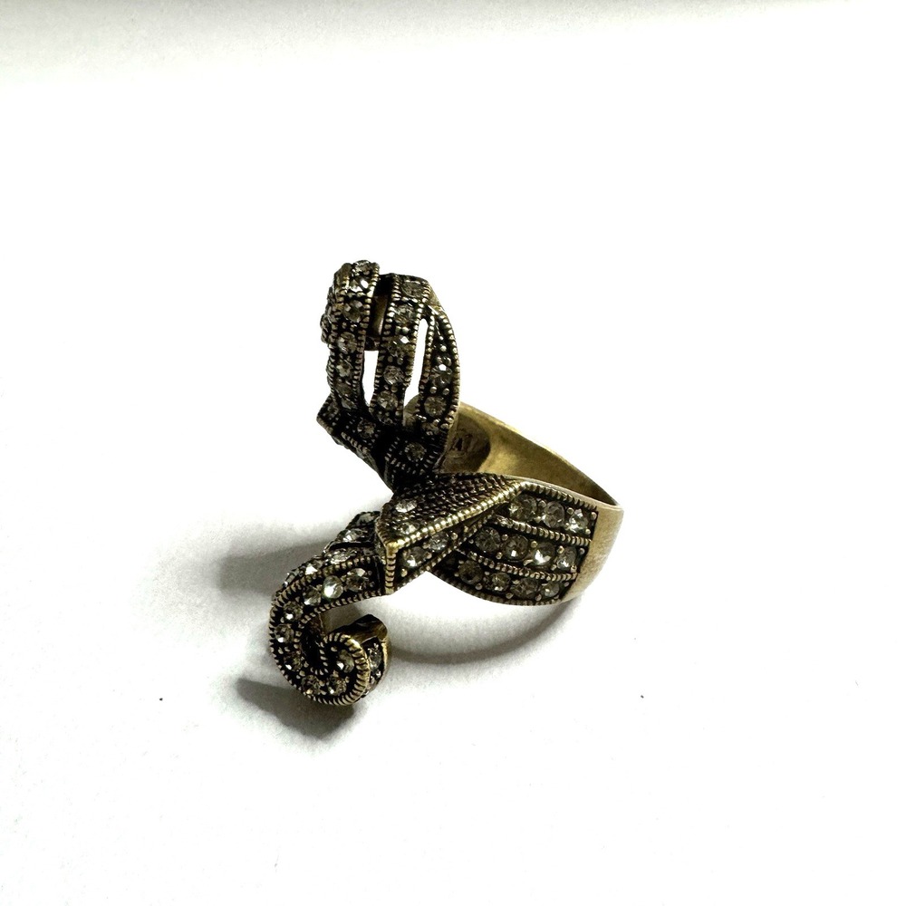 Heidi Daus Ring Size 7 Gold Bronze Tone Statement Simply Sophisticated By-Pass